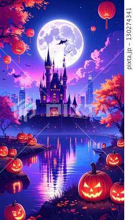 ハロウィン　かぼちゃ　生成AI　背景 130274341