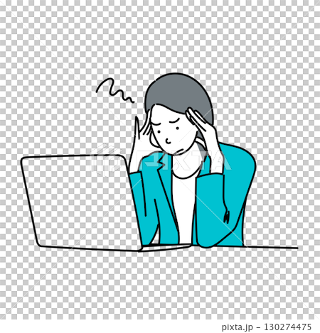 圖庫插圖: 患有電腦工作的女性|壓力，問題，向量，商業場景 130274475