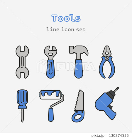 Tools Line icon set vector illustration 130274536