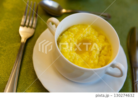 Millet porridge in bowl at eatery, Russian cuisine 130274632