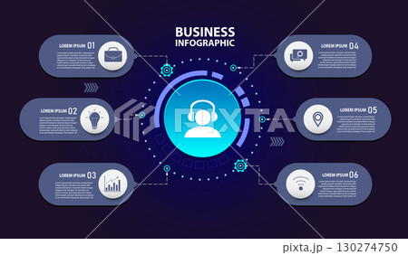 Business data visualization. Process chart. Abstract elements of graph, diagram with steps, options, parts or processes. vector business template for presentation. 130274750