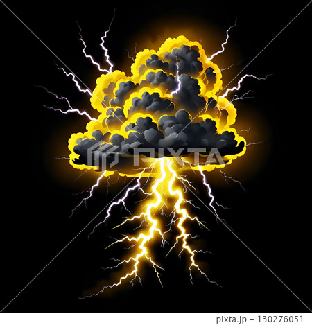 Powerful lightning strikes illuminate a dark stormy sky, showcasing nature dramatic energy and raw force Powerful lightning strikes illuminate a dark stormy sky, showcasing nature dramatic energy and raw force 130276051