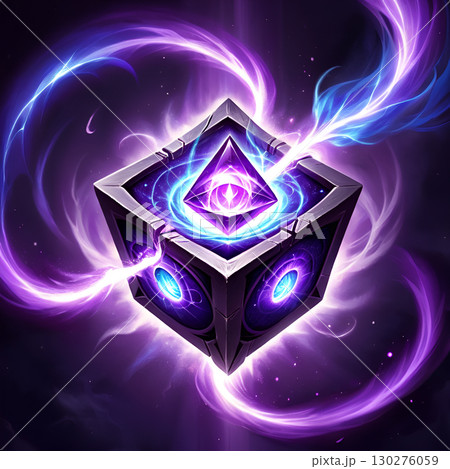Unleash cosmic power with a glowing purple energy cube, a mystical portal to unknown dimensions and magical forces. Unleash cosmic power with a glowing purple energy cube, a mystical portal to unknown dimensions and magical forces. 130276059