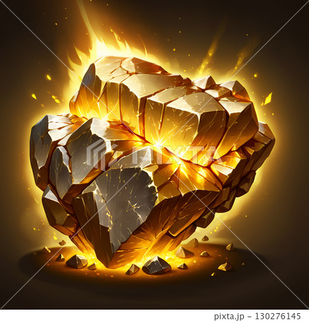 Radiant golden crystal cluster glowing with intense energy and shimmering light, symbolizing wealth and power. Radiant golden crystal cluster glowing with intense energy and shimmering light, symbolizing wealth and power. 130276145