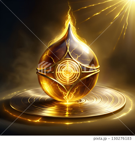 Discover the radiant power of a luminous golden orb radiating energy and mystery, a symbol of innovation and cosmic discovery. 130276183