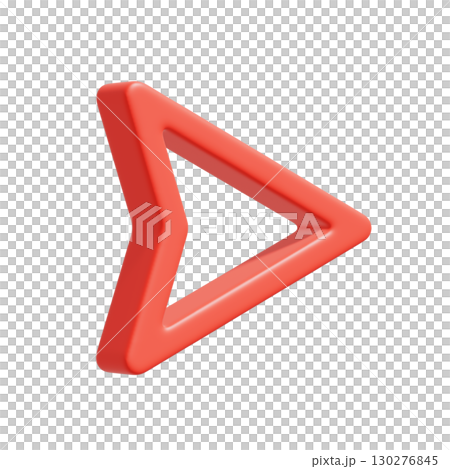 赤い右向きの矢印の3Dアイコン 130276845