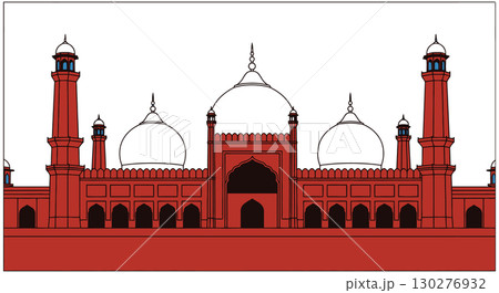 Majestic Red Mosque Architectural Illustration 130276932
