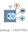 Flat cartoon vector illustration of smart socket with wifi control for smart home. Smart plug device for remote management of lighting, television, air conditioning, household automation icon 130277061