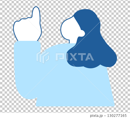 上を指さす女性のイラスト　ベクター 130277165