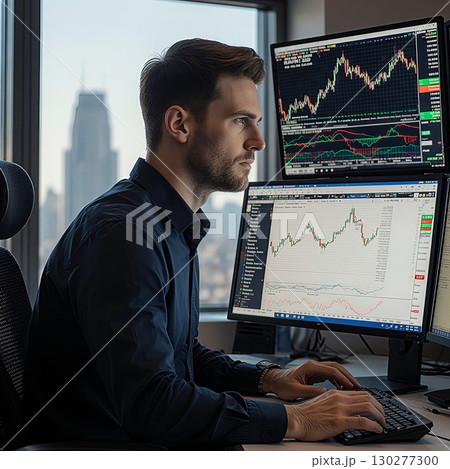 暗号通貨・株式・為替のトレーディングを一生懸命にする敏腕トレーダー 130277300