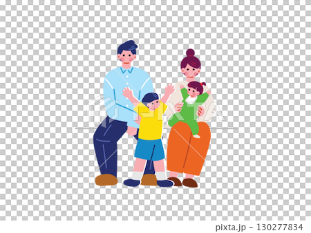 一家四口坐在椅子上 130277834