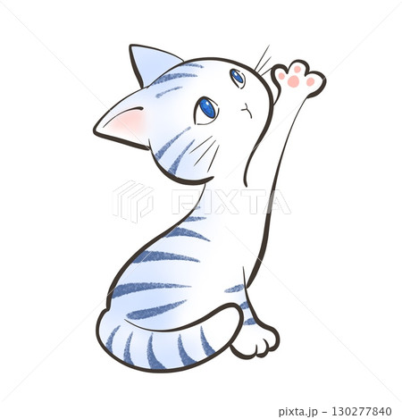 片手を伸ばすネコ 130277840