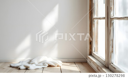 フローリングに置かれたバスタオル タオルのイメージ画像 フローリングに置かれたバスタオル タオルのイメージ画像 130278298