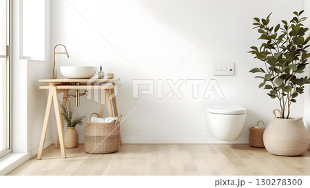 おしゃれでかわいいトイレ  ナチュラルインテリアのイメージ画像 背景 壁紙素材 130278300