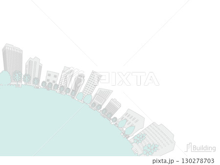 街並みのシルエットイラスト. 大都市のイメージイラスト. 130278703