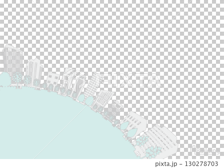 街並みのシルエットイラスト. 大都市のイメージイラスト. 130278703