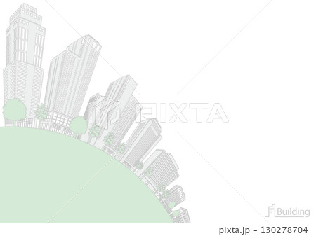 街並みのシルエットイラスト. 大都市のイメージイラスト. 130278704