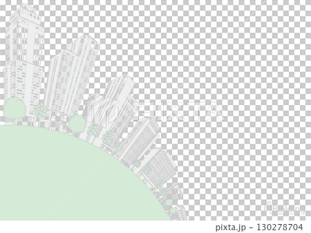 街並みのシルエットイラスト. 大都市のイメージイラスト. 130278704
