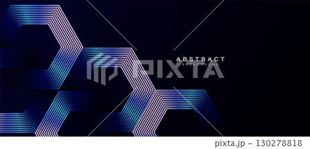Blue Minimalist abstract background with hexagon lines and gradients in light tones with futuristic hi technology concept 130278818