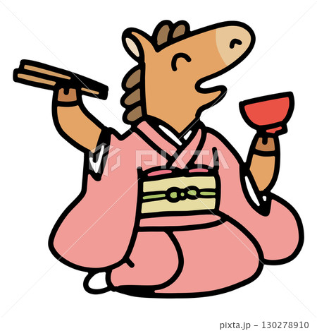 馬年の年賀状素材ベクターデザイン 馬年の年賀状素材ベクターデザイン 130278910