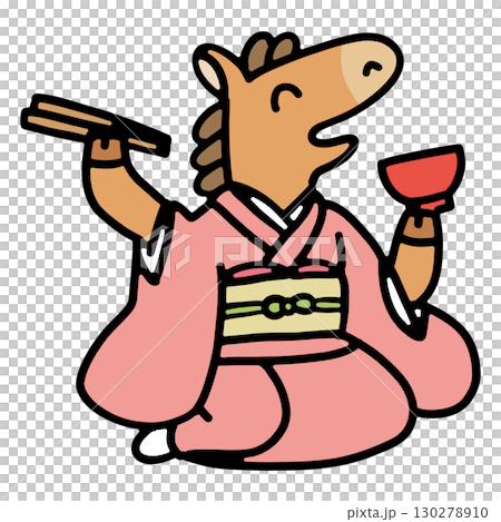 馬年の年賀状素材ベクターデザイン 馬年の年賀状素材ベクターデザイン 130278910