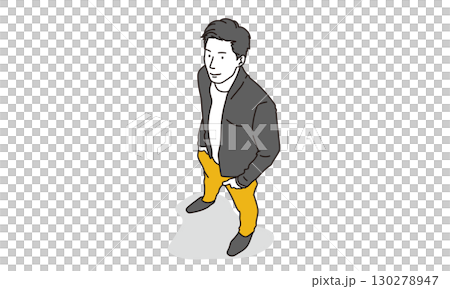 Bird's-eye view of a man illustration 130278947