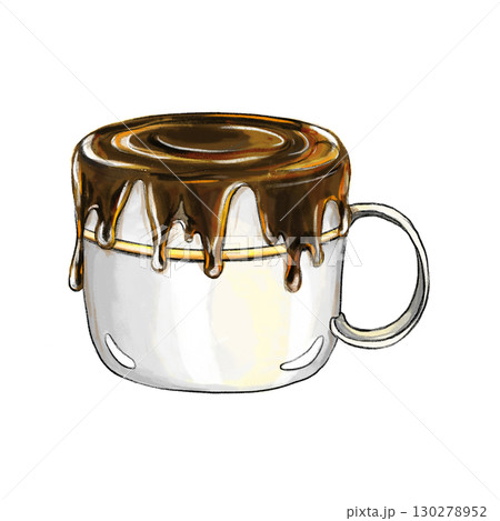 Isolated mug overflowing with chocolate cartoon illustration 130278952