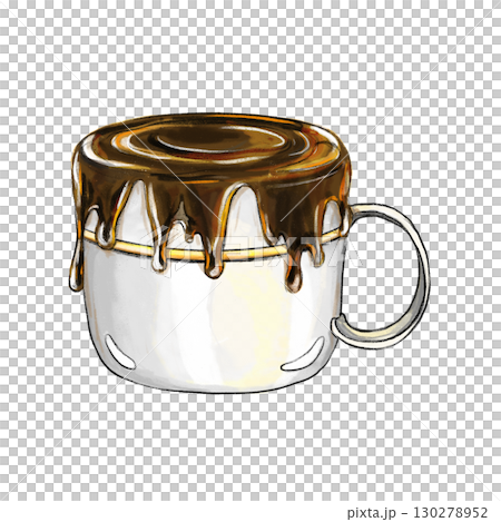 Isolated mug overflowing with chocolate cartoon illustration Isolated mug overflowing with chocolate cartoon illustration 130278952