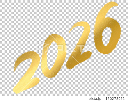 Gold 2026 number design, New Year's card material 130278961