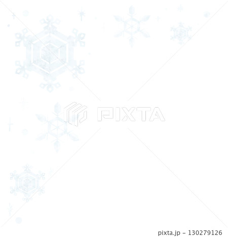 白い雪の結晶の水彩風フレーム 130279126