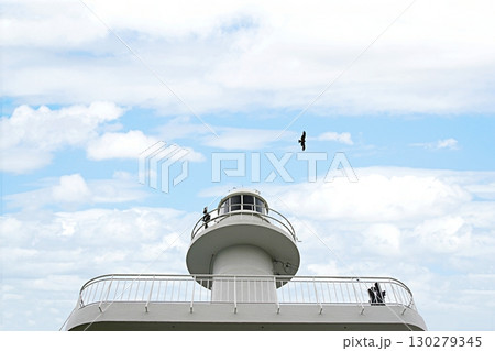 和歌山市 雑賀崎灯台と鷹(東方向から、初夏) 和歌山市 雑賀崎灯台と鷹(東方向から、初夏) 130279345