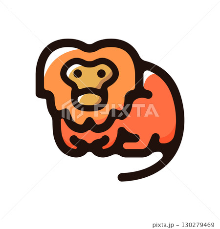 ゴールデンライオンタマリンのイラストアイコン（猿・アマゾン・動物素材） 130279469