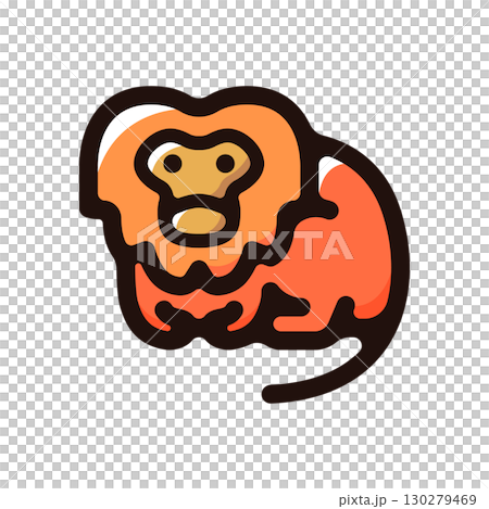 ゴールデンライオンタマリンのイラストアイコン（猿・アマゾン・動物素材） 130279469
