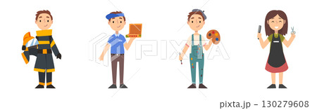 Kids Professional Worker in Different Uniform Vector Set 130279608