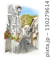 スペイン・ミハスの風景（水彩画） 130279614