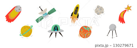 Outer Space and Universe Exploration Object and Element Vector Set Outer Space and Universe Exploration Object and Element Vector Set 130279671