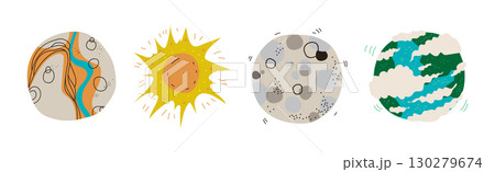 Outer Space and Universe Exploration Object and Element Vector Set 130279674