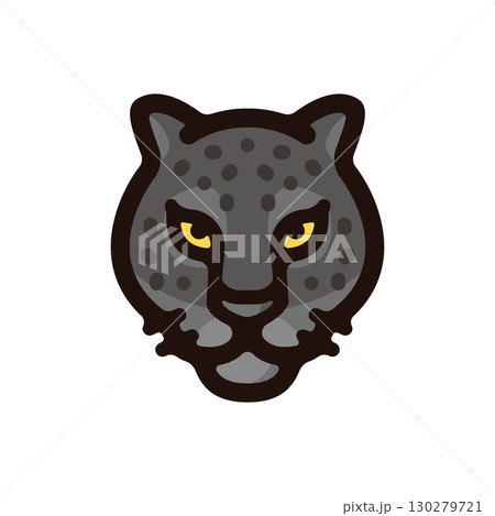 黒豹、クロヒョウのイラストアイコン（モンスター・猛獣・動物素材） 130279721