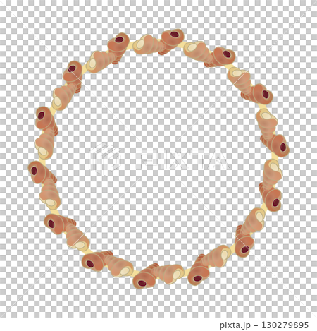 コルネパンの円形飾り枠イラスト コルネパンの円形飾り枠イラスト 130279895