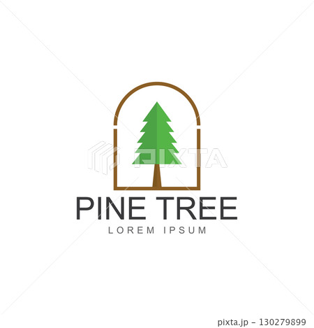 pine tree creative abstract logo. logo for badge  business  christmas  brand and product symbol icon 130279899