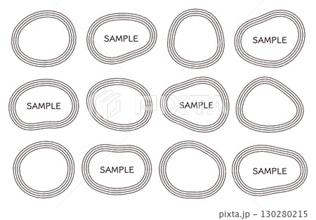 ふにゃふにゃ 柔らかいフォルムのフレーム 囲み 飾り あしらい イラスト ベクター 線 ペン画風 円 ふにゃふにゃ 柔らかいフォルムのフレーム 囲み 飾り あしらい イラスト ベクター 線 ペン画風 円 130280215