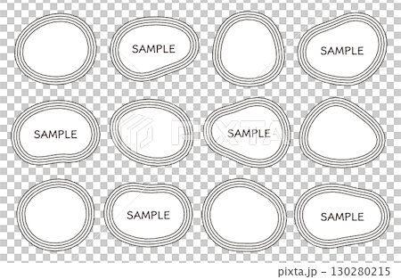 ふにゃふにゃ 柔らかいフォルムのフレーム 囲み 飾り あしらい イラスト ベクター 線 ペン画風 円 ふにゃふにゃ 柔らかいフォルムのフレーム 囲み 飾り あしらい イラスト ベクター 線 ペン画風 円 130280215