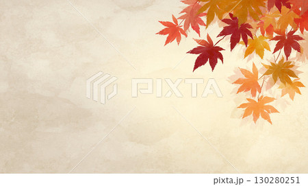 秋の紅葉背景｜和風シンプルな紅葉イラスト素材（余白あり） 130280251
