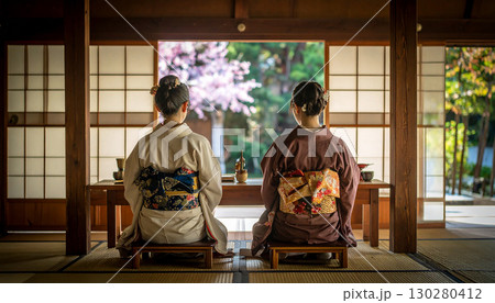 能楽　舞台裏　生成AI　背景　 130280412