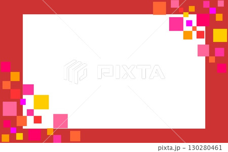 幾何学模様　フレーム　ホワイトスペース　四角形　秋色 130280461