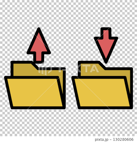 Folder upload and download icons Folder upload and download icons 130280606