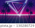 Retrowave 80's retro banner vaporwave aesthetic background 130280729