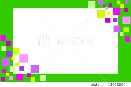 幾何学模様　フレーム　ホワイトスペース　四角形　グリーン 130280994