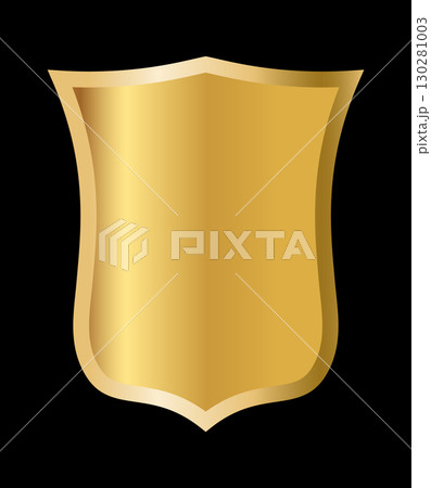 Golden shield emblem on white background, perfect for security, heraldic, or luxury branding and graphic design use 130281003