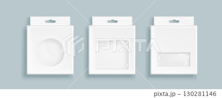 Box packaging with plastic window Box packaging with plastic window 130281146